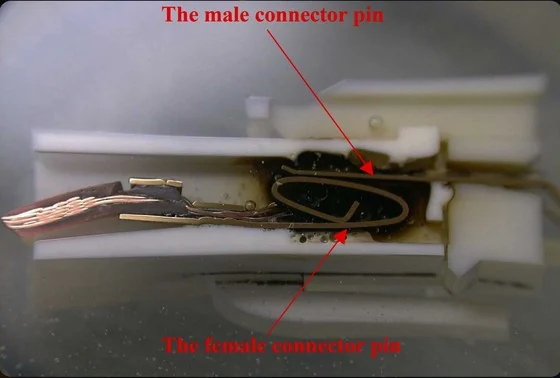 Connector pin failure detail under analysis