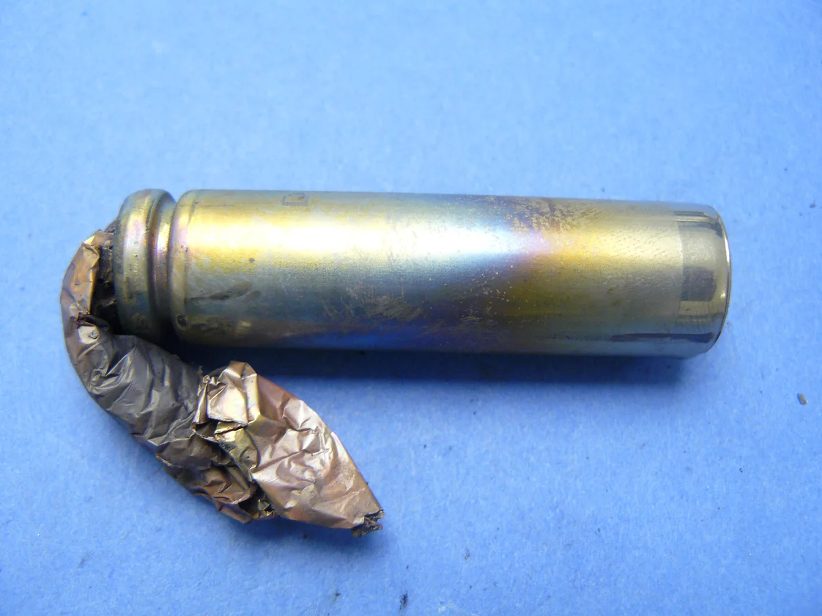 Damaged cylindrical cell used in case review